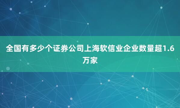 全国有多少个证券公司上海软信业企业数量超1.6万家